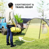 Outsunny 2-3 Person Camping Tent, Easy Set Up Dome Tent with Porch, Family Tent with Bedroom and Sewn-in Groundsheet, Yellow(m-7)