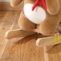 Qaba Raccoon Baby Rocking Horse, Kids Plush Ride-On Toy with Realistic Sounds and Safety Belt, Brown(m-9)