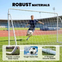 Soozier Soccer Goal, 8 x 5ft Portable Practice Soccer Net with Nylon Mesh, Steel Frame, for Indoor and Outdoor Use(m-5)