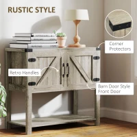 HOMCOM Farmhouse Double Door Coffee Bar Cabinet, Kitchen Cabinet with Bottom Shelf for Entryway, Living Room, Washed-out Gray(m-5)