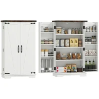 HOMCOM Farmhouse Kitchen Pantry Storage Cabinet, Kitchen Pantry Cabinet with Doors and Adjustable Shelves, White(m-9)