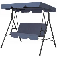 Outsunny 3-Seat Outdoor Patio Swing Chair with Removable Cushion, Steel Frame Stand and Adjustable Tilt Canopy for Patio, Garden, Poolside, Balcony, Backyard, Gray(m-11)