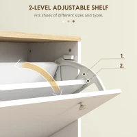 HOMCOM 2 Drawers Shoe Storage Cabinet with Adjustable Shelves for 16 Pairs of Shoes, White(m-5)