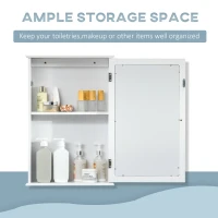 kleankin Medicine Cabinet with Mirror, Wall Mounted Medicine Cabinet with Door and Shelves, White(m-5)
