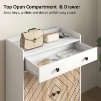 HOMCOM Shoe Cabinet for Entryway, Modern Shoe Storage Cabinet with Adjustable Shelves and Drawer for 12 Pairs, White(m-6)