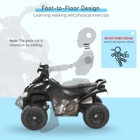 Aosom NO Power Kids Ride On Push Car, Ride Racer, Foot-to-floor Sliding Car, Walking ATV Toy with Music, Lights, for 1.5-3 Years Old, Black(m-6)