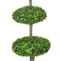 HOMCOM Set of 2 Artificial Boxwood Topiary Trees in Pots, 43.25" Artificial Plants Faux Trees for Home Office, Living Room Decor, Indoor & Outdoor(m-8)