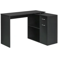 HOMCOM 180° Rotating Home Office Corner Desk Storage Shelf Cabinet Black(m-2)