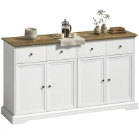 HOMCOM Sideboard Buffet Cabinet, 55" Farmhouse Kitchen Cabinet with Soft-Close Doors, 2 Drawers and 2 Adjustable Shelves(m-9)