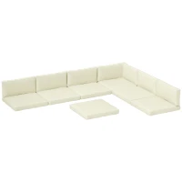 Outsunny Replacement Cushions for Rattan Furniture, 14 Piece Outdoor Seat Cushion Pad for Patio Set, 7 Seat and 7 Back, Cream(m-9)