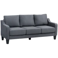 HOMCOM 3 Seater Sofa, Modern Couch with Pocket Spring, Linen Upholstered, Thick Padded, Charcoal Grey(m-9)