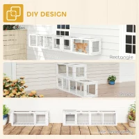 PawHut Wooden 98" Cat Tunnel for Outdoor with Combinable Design, 8 Doors, White(m-5)