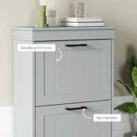 HOMCOM Shoe Storage Cabinet with 2 Flip Drawers and Adjustable Shelves, Narrow Shoe Cabinet for 10 Pairs of Shoes, Grey(m-7)