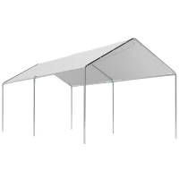 Outsunny 9.6' x 19.5' Carport Heavy Duty Galvanized Car Canopy w/ Included Anchor Kit, 3 Reinforced Steel Cables, White(m-1)