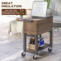Outsunny 60 Quart Outdoor Cooler Cart, Rolling Ice Chest with Bottom Shelf and Bottle Opener for Backyard, Deck, Poolside Party(m-4)