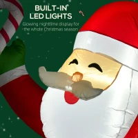 HOMCOM 8' Christmas Inflatable Santa Claus with Candy Cane, Outdoor Blow-Up Yard Decoration with LED Lights Display(m-4)