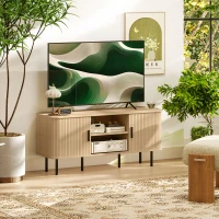 HOMCOM TV Stand Cabinet for TVs up to 55 Inches, TV Unit with Storage Shelves and Cabinets for Living Room, Oak Tone(m-8)