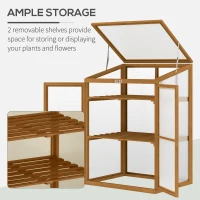 Outsunny Wooden Cold Frame Greenhouse Small Mini Planter Box, 30" L x 24" W x 44" H, Brown(m-4)