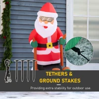 HOMCOM 4 ft Christmas Inflatables Outdoor Decorations Santa Claus Skiing, LED Lighted Blow Up Holiday Yard Christmas Decor(m-7)