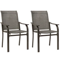 Outsunny Patio Chairs Set of 2 with Armrest and High Backrest, for Backyard, Balcony, Porch, Poolside, Deck, Garden, Brown(m-9)