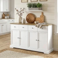HOMCOM Sideboard Buffet Cabinet, 55" Farmhouse Kitchen Cabinet with Soft-Close Doors, 2 Drawers and 2 Adjustable Shelves(m-1)