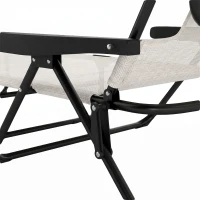 Outsunny Folding Lounge Chair w/ Reclining Back, Cream White(m-9)