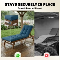 Outsunny Patio Lounge Chair Cushion, UV50+ Chaise Lounge Chair Cushion with Securing Straps for Patio, 78 x 25.6 inch, Blue(m-7)