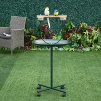 PawHut 48" Rolling T-Stand, Parrot Stand, Bird Training Activity Playground With Wheels and Perch,, Bird Play Perch, Green(m-10)