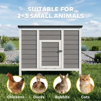 PawHut Duck Coop, Wooden Duck House Rabbit Hutch with Openable Roof, Removable Base, Elevated Legs, Ramp, Ventilated Windows(m-8)