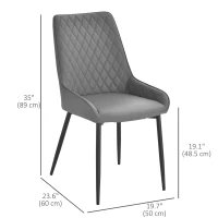 HOMCOM Upholstered Kitchen Chairs, Modern Dining Chairs Set of 2 with Diamond Tufting and Steel Legs for Dining Room, Grey(m-3)