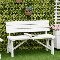 Outsunny Wooden Garden Bench for Outdoor, 2-person Patio Bench, Loveseat Furniture for Lawn, Deck, Yard, Porch and Entryway, White(m-1)