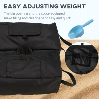Outsunny 2pc Umbrella Base, Weight Bag, Garden Parasol Weight Base, Filled Sand Fits Most Umbrella w/ Scoop Up 55lbs, Black(m-6)