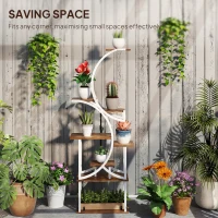 Outsunny Plant Stand Indoor, 8 Tier 62" S-Shaped Plant Shelf, Corner Plant Rack for Multiple Plants, Carbonised Finish(m-6)