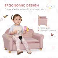 Qaba Ergonomic Foam Kids Sofa with Inner Toy Storage Chest, Velvet Kids Couch with Soft Arms, Children's Lounge Furniture, Pink(m-5)