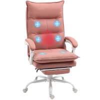 Vinsetto Executive Massage Office Chair with 6 Vibration Points, Microfiber Computer Desk Chair, Heated Reclining Chair with Footrest, Armrest, Double Padding, Pink(m-11)