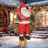 Outsunny 7FT Hanging Christmas Inflatable Santa with Dog, Christmas Blow Up Decoration with Built-in LED Lights for Garden(m-2)