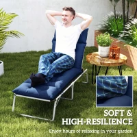 Outsunny Patio Lounge Chair Cushion, Tufted Thick Outdoor Chaise Lounge Cushion with Ties, 74.8" x 22" x 4", Navy Blue(m-5)