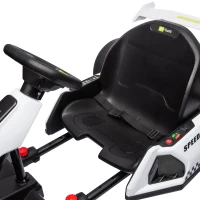 Aosom 24V 7.5 MPH Electric Go Kart with Adjustable Seat, Slow Start, White(m-17)