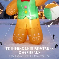 Outsunny Outdoor Blow-Up Christmas Decorations, 8.2ft Christmas Inflatable Gingerbread Man with a Gift Box, Light Brown(m-6)