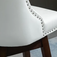 HOMCOM 28" Swivel Bar Height Bar Stools Set of 2, Armless PU Leather Upholstered Barstools Chairs with Nailhead Trim and Wood Legs, White(m-9)