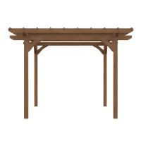 Outsunny 12' x 10' Outdoor Pergola, Wood Grape Gazebo for Climbing Plant Support, Garden, Patio, Backyard, Deck, Brown(m-9)