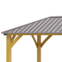 Outsunny 10' x 12' Hardtop Gazebo with Galvanized Steel Roof, Wooden Frame, Permanent Pavilion Outdoor Gazebo Canopy, for Patio, Garden, Backyard, Deck, Lawn, Brown(m-9)