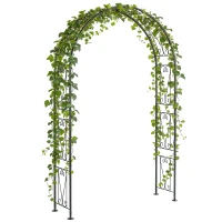 Outsunny 8 ft Garden Arch, Outdoor Trellis Arbor for Climbing Plants, Wedding Arch for Party Outdoor Garden Backyard, Black(m-9)