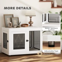PawHut 37" Dog Crate Furniture with Cushion, Double Doors for Large Dogs, White(m-7)
