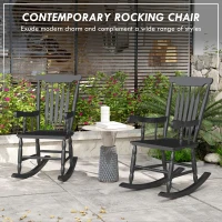 Outsunny Porch Rocker Chairs Set of 2, 350 lbs. Wooden Outdoor Rocking Chairs with High Back for Garden, Patio, Balcony, Black(m-4)