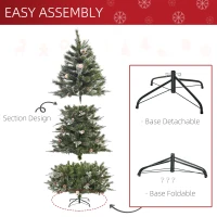 HOMCOM HOMCM 7FT Artificial Christmas Snow Pine Tree Holiday Home Xmas Decoration with Automatic Open, Pinecone, Green(m-6)