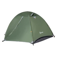 Outsunny 2 Person Camping Tent Dome Tent with Waterproof Polyester Rain Cover, 4 Mesh Windows for Air, & Carry Bag(m-11)