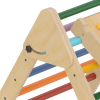 Qaba Pikler Triangle Set, 3 in 1 Climbing Toys with Ramp for Toddlers, Nature Wood(m-10)