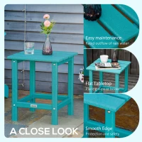 Outsunny Adirondack Side Table, Square Patio End Table, Weather Resistant 15" Outdoor HDPE Table for Porch, Pool, Balcony, Green(m-6)
