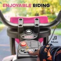 Qaba 12V Kids Electric Motorcycle w/ Twist Grip Throttle, Training Wheels, Rear Suspension & Music, Pink(m-7)
